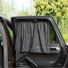 1pc  Car Curtains, Sun Protection Curtains, Car Anti-UV Sunshades, Sun Protection And Heat Insulation Curtains, Car Side Curtains, Universal - Black - View 1