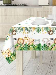 1pc Jungle Animal Tablecloth, Jungle Animal Birthday Party Decor, Birthday Table Flag, Party Table Decoration Disposable Table Cover, 1st Birthday Decor, Birthday G Irl, Birthday B Oy, Birthday Table Runner, Home Decor, Room Decor, Party Favors Birthday Gifta, Babe Shower Decor, Party Decor - Multicolor - View 3