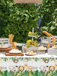 1pc Jungle Animal Tablecloth, Jungle Animal Birthday Party Decor, Birthday Table Flag, Party Table Decoration Disposable Table Cover, 1st Birthday Decor, Birthday G Irl, Birthday B Oy, Birthday Table Runner, Home Decor, Room Decor, Party Favors Birthday Gifta, Babe Shower Decor, Party Decor - Multicolor - View 6