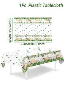 1pc Jungle Animal Tablecloth, Jungle Animal Birthday Party Decor, Birthday Table Flag, Party Table Decoration Disposable Table Cover, 1st Birthday Decor, Birthday G Irl, Birthday B Oy, Birthday Table Runner, Home Decor, Room Decor, Party Favors Birthday Gifta, Babe Shower Decor, Party Decor - Multicolor - View 5