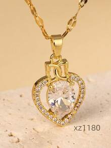 1 Miếng Của phụ nữ Đúng mốt Vàng 18K Màu sắc Thép không gỉ Vòng cổ dây  Với Khối Zirconia  Vật rủ xuống Đối với phụ nữ Đồ trang sức Buổi tiệc Quà tặng hẹn hò - Vàng - Xem 8