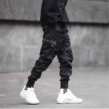 Pantalones De Chándal Harajuku Hip Hop Hombre - Negro - Ver 1