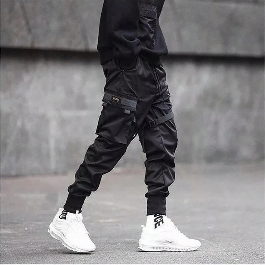 Pantalones De Chándal Harajuku Hip Hop Hombre - Negro - Ver 1