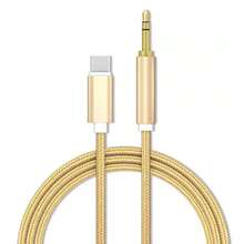 適用於iPhone 15 Pro Max的輔助線，USB C轉3.5毫米耳機音頻插孔轉換器，尼龍編織線材，適用於iPhone 15、三星、小米、華為等品牌的汽車音頻輔助線 - 金色 - 查看 10