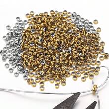 100入組304不鏽鋼1.5 2 2.5毫米鍍金圓管壓縮間隔輪和珠子,可用於自製首飾的吊墜 - 串珠 - 查看 3
