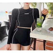 Trajes De Baño 2 Piezas Para Mujer Completo Manga Larga - Negro - Ver 3