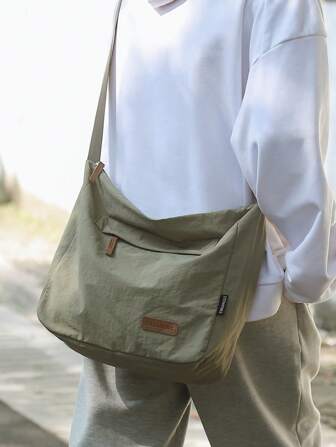 Women Crossbody Bags Minimalist Casual Unisex Solid Color With Adjustable Strap Portable Lightweight University/College Classroom For Girl, Teen Girls For Boy, Teen Boys Solid Color Crossbody Bag, Casual Nylon Shoulder Bag, Literary Tote Bag For School Work Travel School Bag