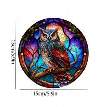 1pc 3d Owl Shaped Stained Glass Decorative Window Hanging, Suitable For Kitchen, Living Room, Office, As A Gift For Mother, Women, Aunt, Sister, Friends, And Bird Lovers In Autumn