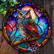 1pc 3d Owl Shaped Stained Glass Decorative Window Hanging, Suitable For Kitchen, Living Room, Office, As A Gift For Mother, Women, Aunt, Sister, Friends, And Bird Lovers In Autumn