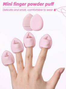 12pcs Makeup Tools Set: 3 Makeup Sponges For Liquid Makeup + 3 Triangle Powder Puffs For Loose Powder Setting Face Soft + 3 Finger Powder Puffs For Face Concealing Makeup + 3 Mini Makeup Sponges For Face Detail Concealing Foundation Liquid Concealer Application - Pink - View 4