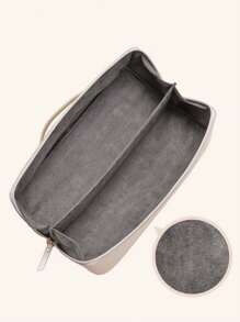 1 pieza Bolsa de almacenamiento en forma de almohada para secador de pelo, bolsa de almacenamiento portátil de PU a prueba de polvo para secador de pelo sin hojas, rizador, hierro rizador, para viajes, con compartimentos para cosméticos, útiles escolares y artículos de aseo.