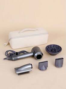 1 pieza Bolsa de almacenamiento en forma de almohada para secador de pelo, bolsa de almacenamiento portátil de PU a prueba de polvo para secador de pelo sin hojas, rizador, hierro rizador, para viajes, con compartimentos para cosméticos, útiles escolares y artículos de aseo.