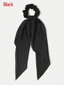 1pc Satin Knot Bow Hair Tie For Women, Korean Style Solid Color Hair Tie With Streamers Ponytail Holders Hair Elastics Hair Rubber Bands Scrunchies Hair Rope Elastic Hair Tie Hair Accessories Head Accessories Elastic Band - Multicolor - View 3