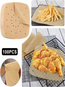 50pcs Unbleached Air Fryer Parchment Paper, Air Fryer Liners For Baking, Square Natural White Perforated Parchment Paper Air Fryer Kitchen Air Fryer Liners Air Fryer Paper Airfryer Air Frier Back To School