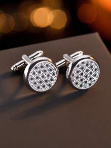 銅製幾何圖案和人造水晶男士袖扣,適用於婚禮、商務和日常穿著 - 彩色 - 查看 10