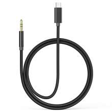 適用於iPhone 15 Pro Max的輔助線，USB C轉3.5毫米耳機音頻插孔轉換器，尼龍編織線材，適用於iPhone 15、三星、小米、華為等品牌的汽車音頻輔助線 - 金色 - 查看 1