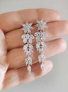 1 par de pendientes de gota con estrella de circonita cúbica de lujo para mujeres, para boda, compromiso, aniversario, fiesta, joyería, regalo del Día de San Valentín - 1# - Ver 10