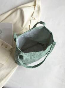 可愛刺繡字母&熊花紋帆布手提袋,適合女性休閒購物