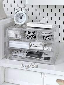 1个透明塑料桌面抽屉收纳盒，3/5/7/9/16个隔层可选，适用于桌面文具收纳 - 無色 - 查看 16