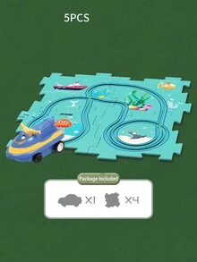 Byson兒童教育拼圖賽車套裝-2024新火車軌道拼圖,電動賽車軌道拼圖套裝,教育玩具車輛地墊恐龍列車玩具拼圖地磚 - 海洋世界 - 查看 10