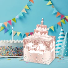 Birthday Money Box For Cash Gift Pull,Surprise Box Gift Box For Money,Money Box For Cash Gift,DIY Set With Trolley Card, For Birthday Party,1Set,Christmas - Rose Gold - View 6