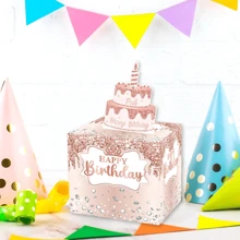 Birthday Money Box For Cash Gift Pull,Surprise Box Gift Box For Money,Money Box For Cash Gift,DIY Set With Trolley Card, For Birthday Party,1Set,Christmas - Rose Gold - View 5