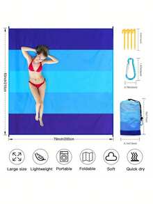 1pc 5-Color Multi-Functional Portable Picnic Mat, Suitable For Beach, Outdoor Travel, Picnic, Hiking, Camping - Multicolor - View 3