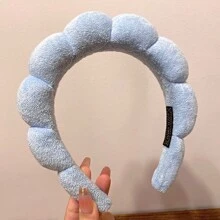 1pc Women's Simple Cloud Bun Roller Sponge High Headband For Washing Face Cute,Dopamine - Multicolor - View 15