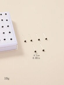 1 Conjunto (20 Pares) Set De Aretes Para Hombres - Negro - Ver 3