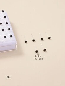 1 Conjunto (20 Pares) Set De Aretes Para Hombres - Negro - Ver 4