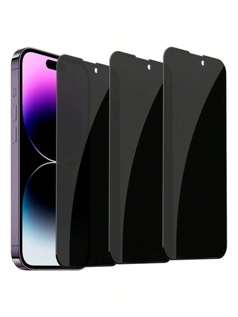 Juego de 3 protectores de pantalla de cobertura completa con privacidad para 15, 14, 13, 12, 11, 16 Pro Max, Película protectora de privacidad para XR, X, 6, 7, 8 Plus, regalo para cumpleaños, familia, amigos, vidrio templado, anti-espía, protector de pantalla de teléfono, accesorios de teléfono