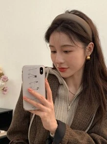 3条装，周长38厘米/14.96英寸，女士海绵高冠发箍，黑/白/棕色简约纯色可选，时尚百搭高端简约优雅发饰，适合日常通勤、外出、派对、工作、洗脸、化妆、搭配服装等场合，女士发箍发带 - 彩色 - 查看 10