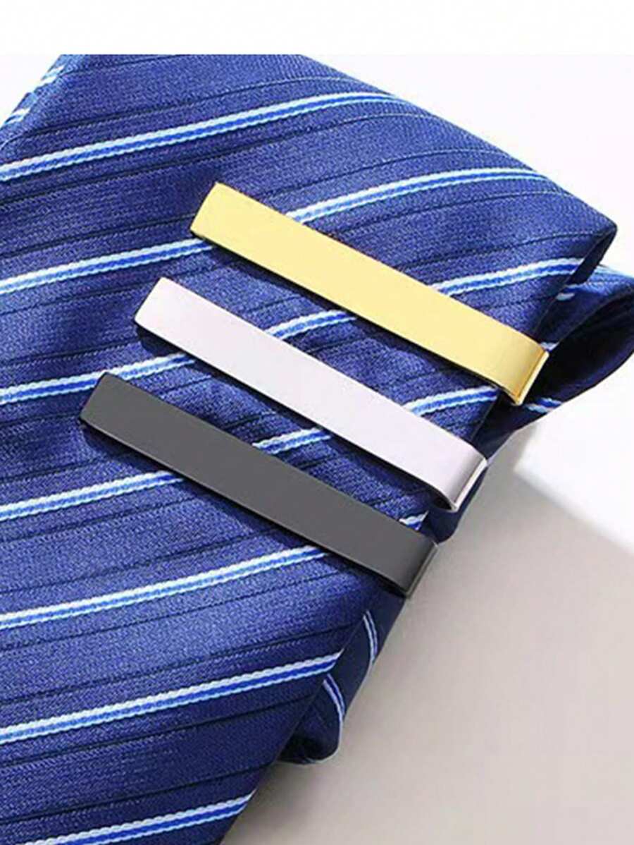 Thời trang và phổ biến 3 chiếc kẹp cà vạt nam tối giản bằng thép không gỉ để làm quà tặng trang sức và cho vẻ ngoài sành điệu - Nhiều màu - Xem 1