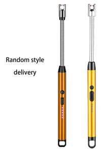 1入組電子蠟燭打火機,usb充電防風點火槍打火機,可充電電弧防風長款廚房打火機,適用於燒烤爐灶露營無火電弧打火機,室內和戶外露營的無火電弧打火機 - 金色 - 查看 4