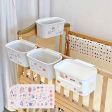 1pc Bedside Hanging Basket Baby Crib Organizer, Diaper Caddy Storage, Bed Fencing Hanging Storage Box - Grey - View 1