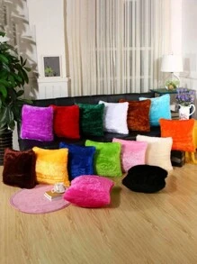 1pc Soft Fluffy Pillows Case Plush Cushion Cover Pink Blue Purple Warm Living Room Bedroom Sofa Decorative Pillows Cover Gifts Birthday Graduation
