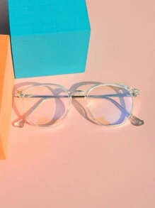 1pc Unisex Clear Lens Glasses Frame, TR90 Lightweight Retro Glasses For Men & Women