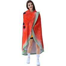 1件装披萨趣味毯，逼真食物图案趣味毯，成人新奇趣味毯，超柔软法兰绒毛毯 - 彩色 - 查看 4