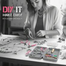 17pcs Hi-Spec Handcraft Jewelry Making Tool Kit - Women DIY Accessory Pliers Tweezers Craft Set - Pink - View 5