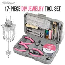 17pcs Hi-Spec Handcraft Jewelry Making Tool Kit - Women DIY Accessory Pliers Tweezers Craft Set - Pink - View 1