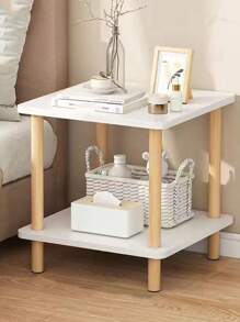 1pc Small Side Table, Living Room Sofa End Table, Bedside Nightstand For Small Space, Apartment - White - View 9