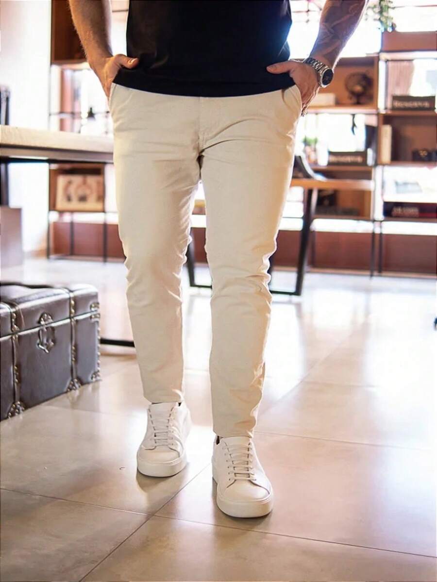 Men Pants - 卡其色 - 查看 1