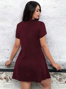 Women's Basic Circular Short Dress / - 中紫紅色 - 查看 4