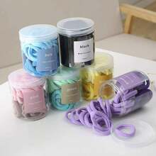 Bộ 50 Dây Buộc Tóc Trong Lọ, Dây thun nhiều màu đơn giản Phụ kiện tóc thông thường - nhiều màu - Xem 15