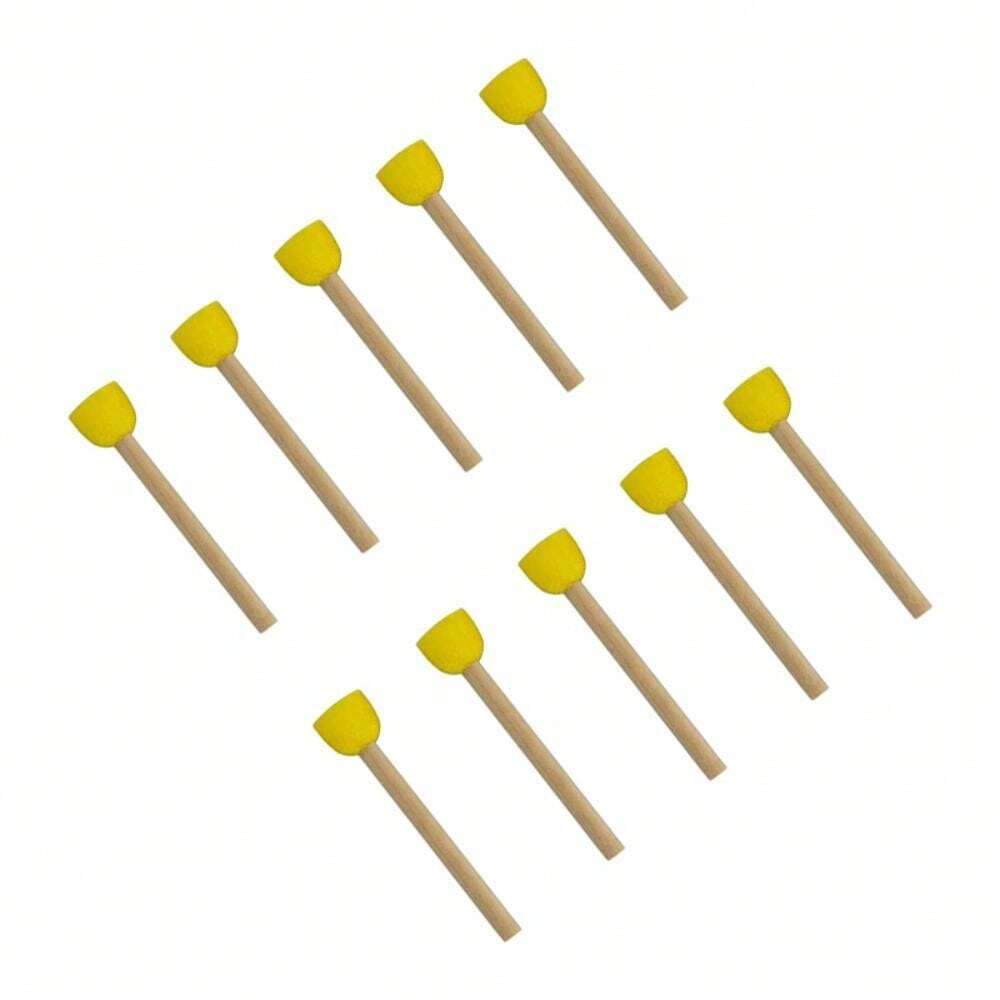 40pcs Round Sponge Paint Brushes With Wooden Handles For Kids Diy