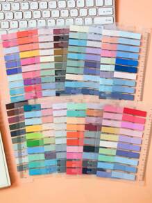 3200 Sheets, 16 Designs/Pack, Pet Transparent Self-Stick Notes For Office, Labeling, Multiple Posting, Stationery Index Tab, Set Of 16,School Supplies,Back To School - Multicolor - View 1