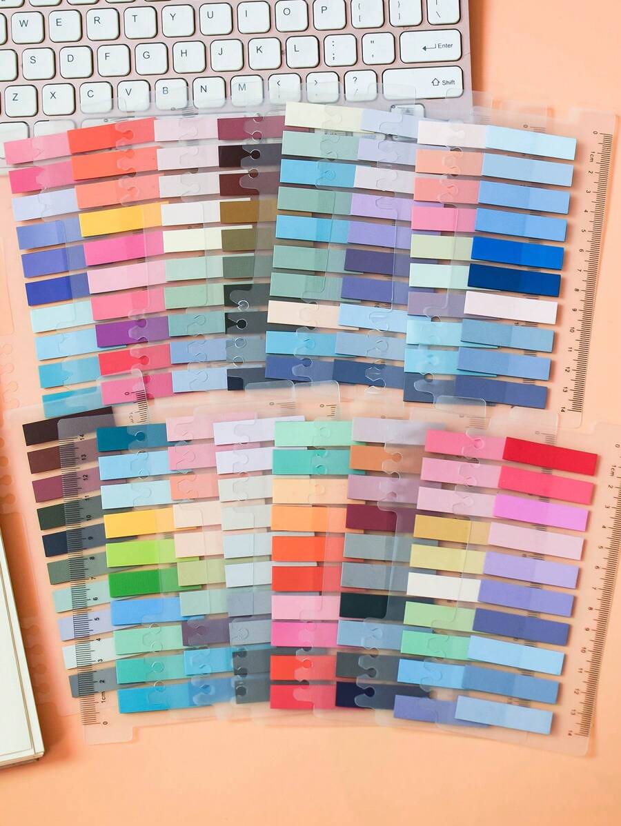3200 Sheets, 16 Designs/Pack, Pet Transparent Self-Stick Notes For Office, Labeling, Multiple Posting, Stationery Index Tab, Set Of 16,School Supplies,Back To School - Multicolor - View 1