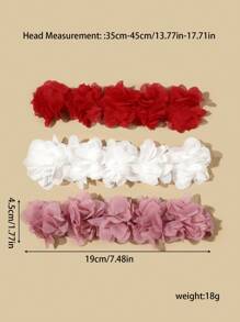 3pcs Baby Girls' Elastic Chiffon Flower Headbands Set Love Valentine