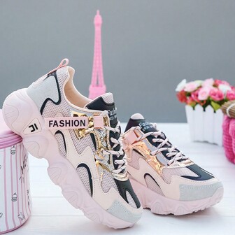 Summer Thick Sole, Breathable Mesh Women's Chunky Shoes, Comfortable And Anti-Slip Sports Shoes For Women, Fashionable Young Outdoor Work Shoes