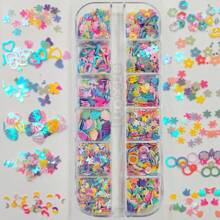 12 Grades/Caixa Mix Cores de Macaron Lantejoulas para Unhas Artesanato Brilhante Estrela Coração Sakura Lantejoulas Lantejoulas DIY Manicure Decoração de Unhas Pingentes de Unhas Pedras Preciosas para Unhas Suprimentos para Unhas - Multicolorido - Ver 3